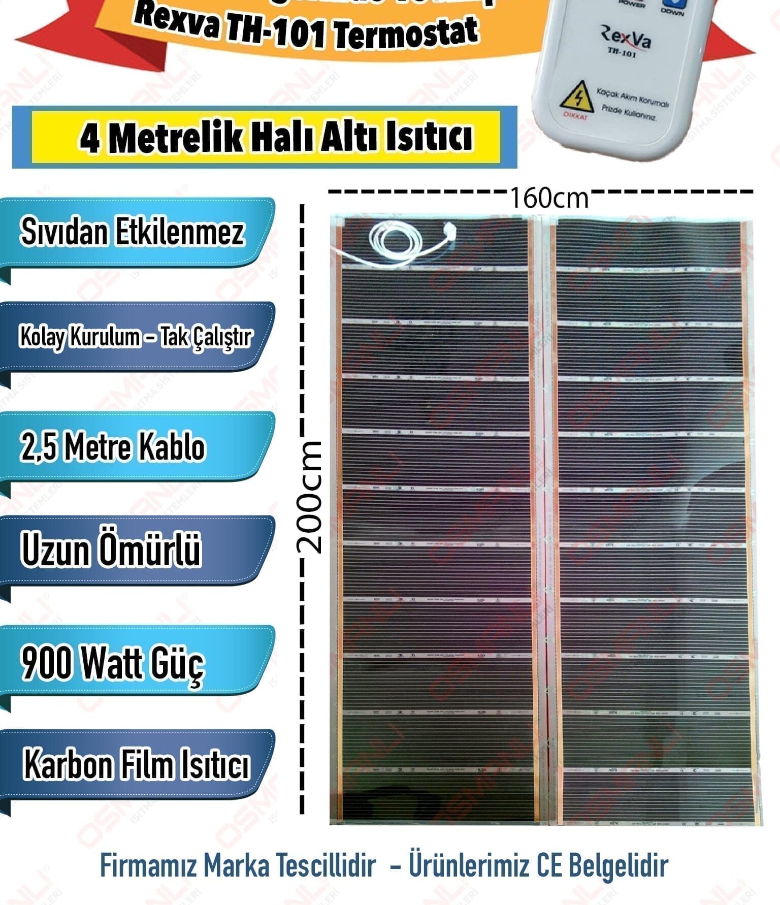 Termostlı Dört Metrelik Halı Isıtma